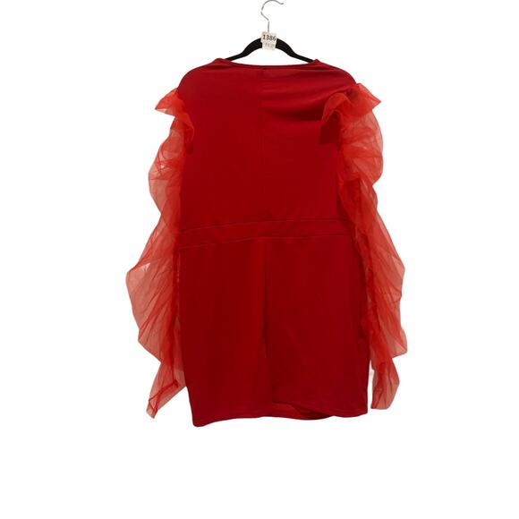 Stop Light Red Dress Plus Size Holiday Sheer Sleeve, Shein Curve, 3XL, Red - Picture 3 of 3